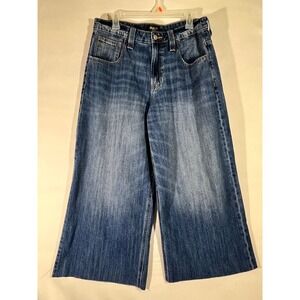 Miss Me Wide Leg Crop Jeans Women 29 High Rise Raw Hem Medium Wash Grunge Street